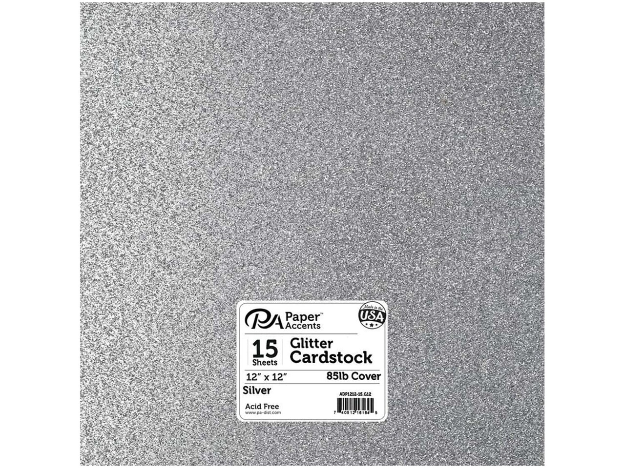Paper Accents Glitter Cardstock - 12 x 12 in. - #G12 Silver 15 pc.